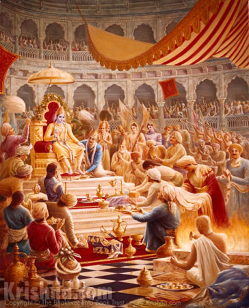 Lord Krishna Worshiped At The Rajasuya-Yajna